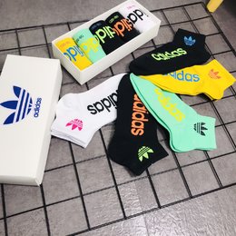 图2_Adidas阿迪达斯三叶草系列女款彩色低帮袜子休闲运动短筒纯棉袜子 规格 一盒五双装